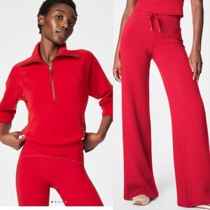 Red SPANX AirEssentials® Half Zip and Wide Leg Pants medium
